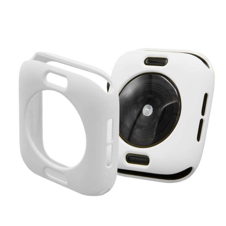2 in 1 TPU Semi-clad Protective Shell Case Cover + 3D Full Screen PET Curved Heat Bending HD Screen Protector for Apple Watch Series 5 & 4 40mm (White) - Gadget Station
