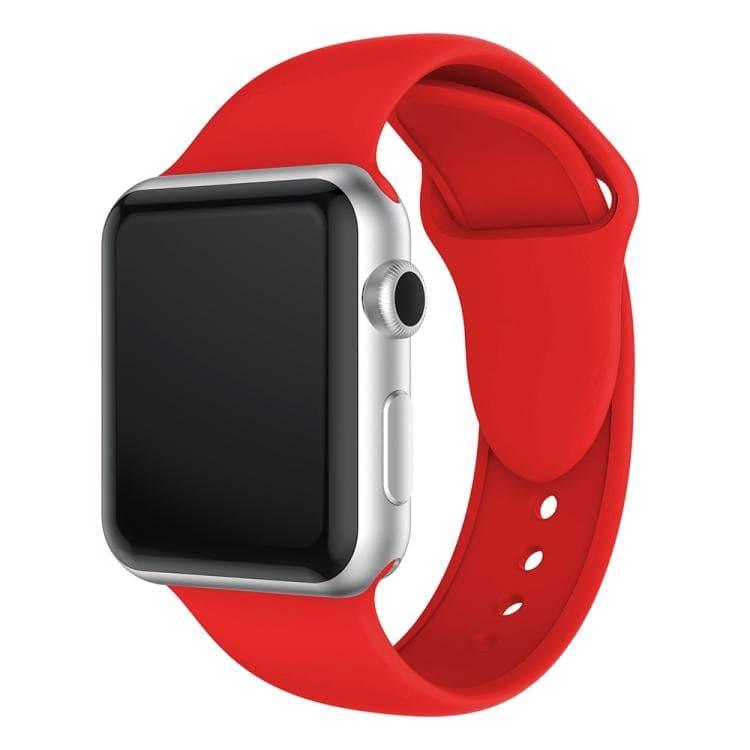 Double Rivets Silicone Watch Watchband Strap Watchstrap Band for Apple Watch Series 5 & 4 44mm - 3 & 2 & 1 42mm (Red) - Gadget Station