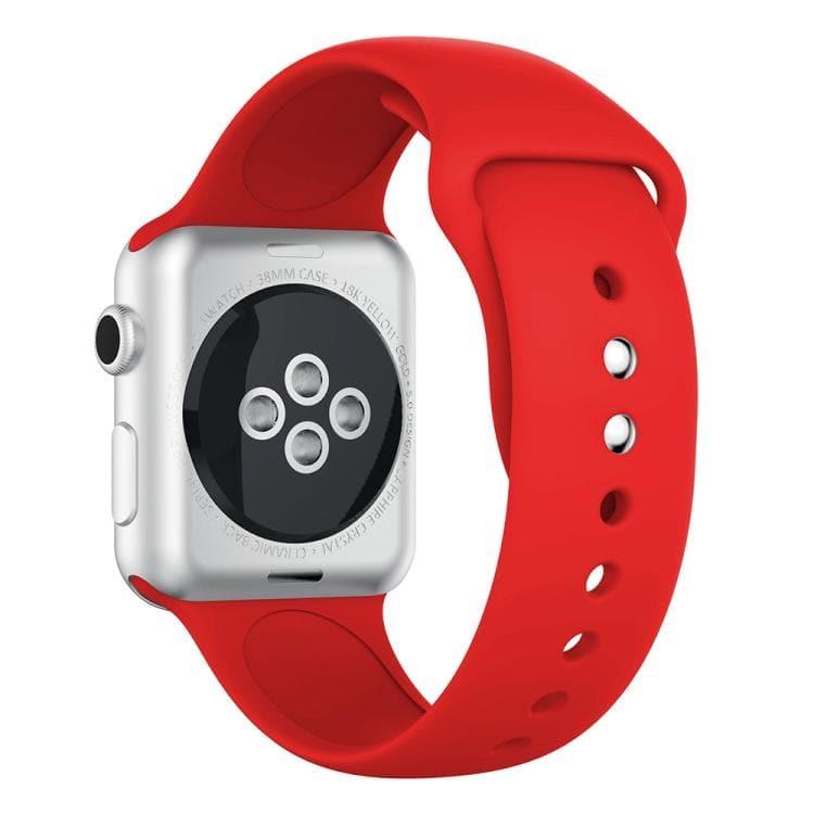 Double Rivets Silicone Watch Watchband Strap Watchstrap Band for Apple Watch Series 5 & 4 44mm - 3 & 2 & 1 42mm (Red) - Gadget Station