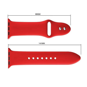 Double Rivets Silicone Watch Watchband Strap Watchstrap Band for Apple Watch Series 5 & 4 44mm - 3 & 2 & 1 42mm (Red) - Gadget Station