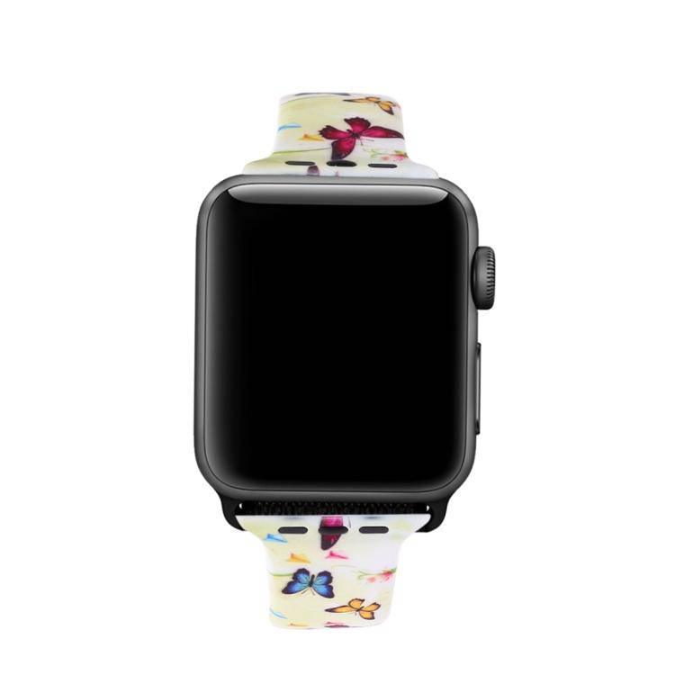 Silicone Printing Watch Watchband Strap Watchstrap Band for Apple Watch  Series 5 & 4 40mm - 3 & 2 & 1 38mm (Butterfly Pattern) - Gadget Station