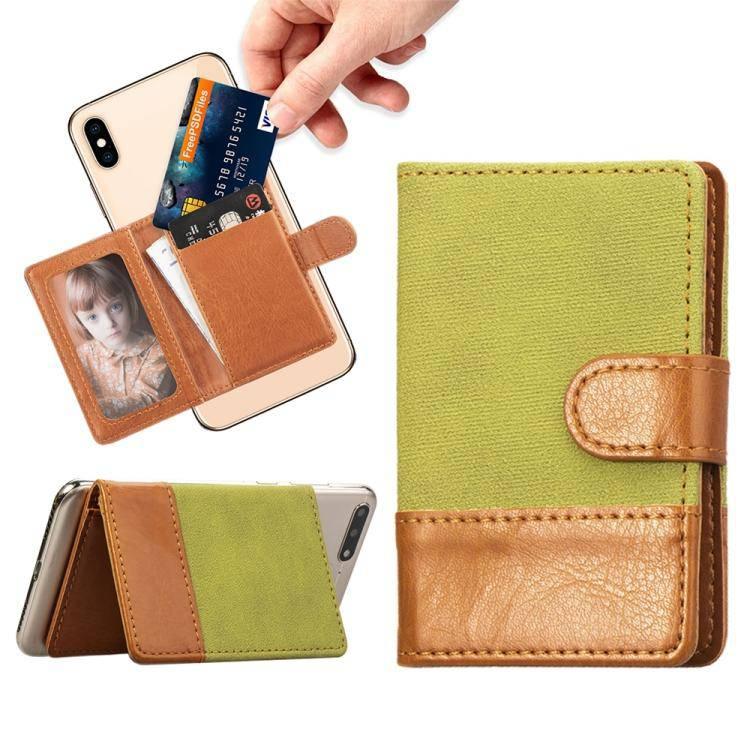 Mobile Phone Universal Denim Stitching Card Slot & Wallet & Holder & Photo Frame (Green) - Gadget Station