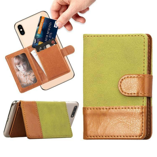 Mobile Phone Universal Denim Stitching Card Slot & Wallet & Holder & Photo Frame (Green) - Gadget Station