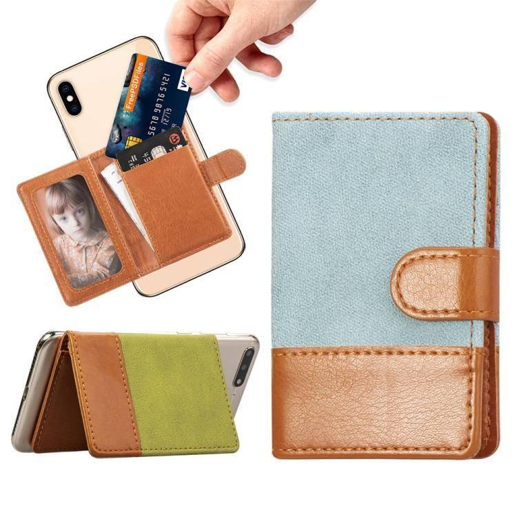 Mobile Phone Universal Denim Stitching Card Slot & Wallet & Holder & Photo Frame (Sky Blue) - Gadget Station