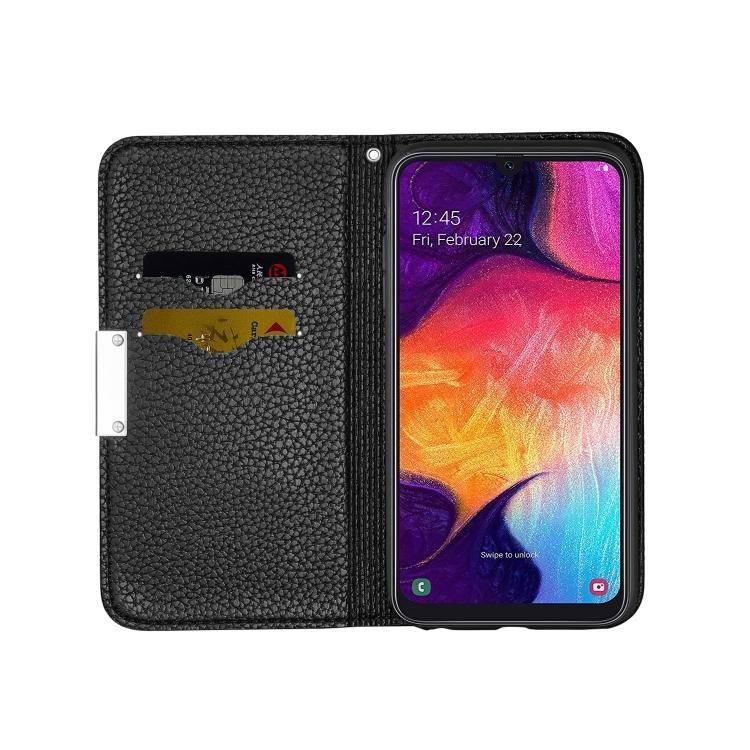 For Galaxy A40 Litchi Texture Horizontal Flip Leather Case with Holder & Card Slots (Black) - Gadget Station