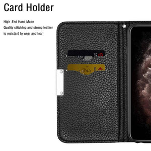 For Galaxy A40 Litchi Texture Horizontal Flip Leather Case with Holder & Card Slots (Black) - Gadget Station