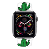 For Apple Watch Series 5 & 4 40mm - 3 & 2 & 1 38mm 3D Printing Double Nail Buckle Silicone Strap Watchstrap Watch Watchband Strap Watchstrap Band (Cactus) - Gadget Station