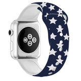 For Apple Watch Series 5 & 4 40mm - 3 & 2 & 1 38mm 3D Printing Double Nail Buckle Silicone Strap Watchstrap Watch Watchband Strap Watchstrap Band (Blue Stars) - Gadget Station