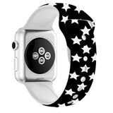 For Apple Watch Series 5 & 4 40mm - 3 & 2 & 1 38mm 3D Printing Double Nail Buckle Silicone Strap Watchstrap Watch Watchband Strap Watchstrap Band (Black Star) - Gadget Station