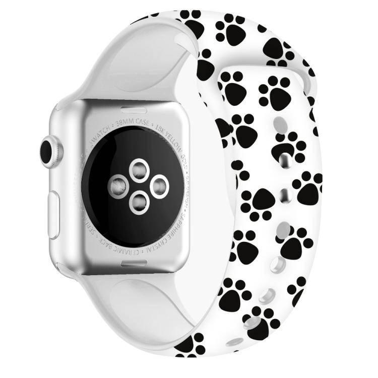 For Apple Watch Series 5 & 4 40mm - 3 & 2 & 1 38mm 3D Printing Double Nail Buckle Silicone Strap Watchstrap Watch Watchband Strap Watchstrap Band (Dog Claw) - Gadget Station