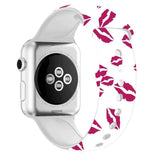 For Apple Watch Series 5 & 4 40mm - 3 & 2 & 1 38mm 3D Printing Double Nail Buckle Silicone Strap Watchstrap Watch Watchband Strap Watchstrap Band (Big Red Lips) - Gadget Station