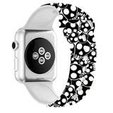 For Apple Watch Series 5 & 4 40mm - 3 & 2 & 1 38mm 3D Printing Double Nail Buckle Silicone Strap Watchstrap Watch Watchband Strap Watchstrap Band (Big Skull) - Gadget Station