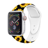 For Apple Watch Series 5 & 4 44mm - 3 & 2 & 1 42mm 3D Printing Double Nail Buckle Silicone Strap Watchstrap Watch Watchband Strap Watchstrap Band (Sunflower) - Gadget Station