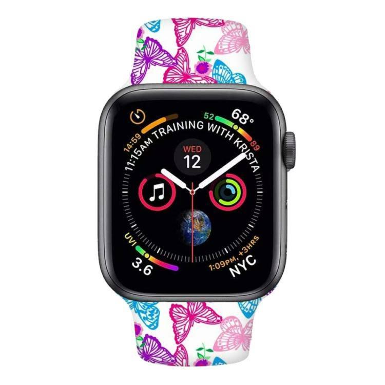 For Apple Watch Series 5 & 4 44mm - 3 & 2 & 1 42mm 3D Printing Double Nail Buckle Silicone Strap Watchstrap Watch Watchband Strap Watchstrap Band (Butterfly) - Gadget Station