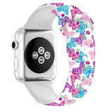 For Apple Watch Series 5 & 4 44mm - 3 & 2 & 1 42mm 3D Printing Double Nail Buckle Silicone Strap Watchstrap Watch Watchband Strap Watchstrap Band (Butterfly) - Gadget Station