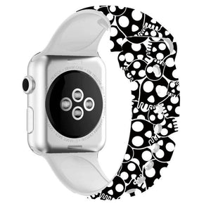 For Apple Watch Series 5 & 4 44mm - 3 & 2 & 1 42mm 3D Printing Double Nail Buckle Silicone Strap Watchstrap Watch Watchband Strap Watchstrap Band (Big Skull) - Gadget Station