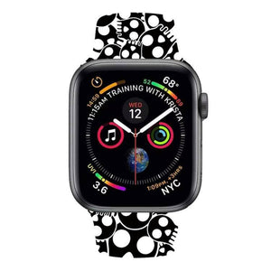 For Apple Watch Series 5 & 4 44mm - 3 & 2 & 1 42mm 3D Printing Double Nail Buckle Silicone Strap Watchstrap Watch Watchband Strap Watchstrap Band (Big Skull) - Gadget Station