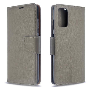 Samsung Galaxy S20+ Litchi Texture Pure Color Horizontal Flip PU Leather Case Cover with Holder & Card Slots & Wallet & Lanyard (Grey) - Gadget Station