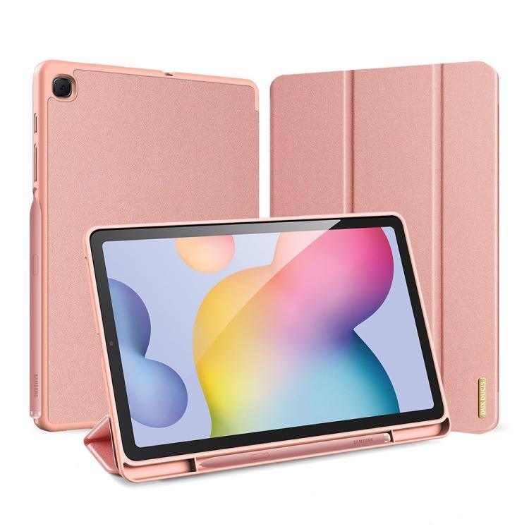 Samsung Galaxy Tab S6 Lite 10.4 inch DUX DUCIS Domo Series Horizontal Flip Magnetic PU Leather Case Cover with Three-folding Holder & Pen Slot (Pink) - Gadget Station