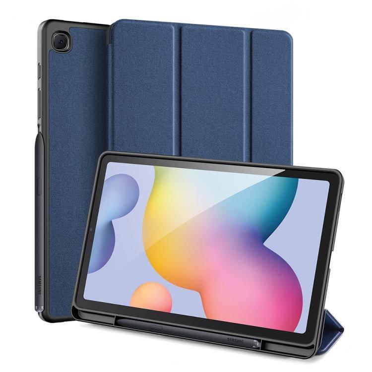 Samsung Galaxy Tab S6 Lite 10.4 inch DUX DUCIS Domo Series Horizontal Flip Magnetic PU Leather Case Cover with Three-folding Holder & Pen Slot (Blue) - Gadget Station