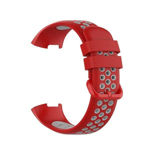 Fitbit Charge 4 - Charge 3 - Charge 3 SE Watch Button Two Colors Silicone Replacement Strap Watchband (Red-Grey) - Gadget Station