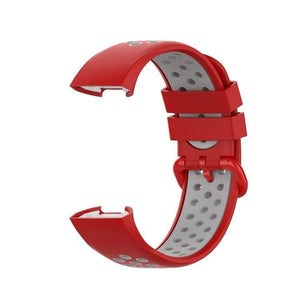 Fitbit Charge 4 - Charge 3 - Charge 3 SE Watch Button Two Colors Silicone Replacement Strap Watchband (Red-Grey) - Gadget Station