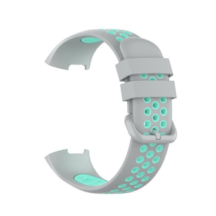 Fitbit Charge 4 - Charge 3 - Charge 3 SE Watch Button Two Colors Silicone Replacement Strap Watchband (Grey-Teal) - Gadget Station