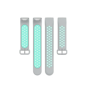 Fitbit Charge 4 - Charge 3 - Charge 3 SE Watch Button Two Colors Silicone Replacement Strap Watchband (Grey-Teal) - Gadget Station