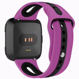 Fitbit Versa 2 - Fitbit Versa - Fitbit Versa Lite Two Colors Silicone Replacement Strap Watchband Size:S (Purple-Black) - Gadget Station