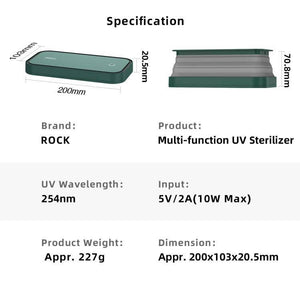 ROCK  Smartphone Sterilizer UV Light Disinfection Cleaning Box with Holder Function (White) - Gadget Station