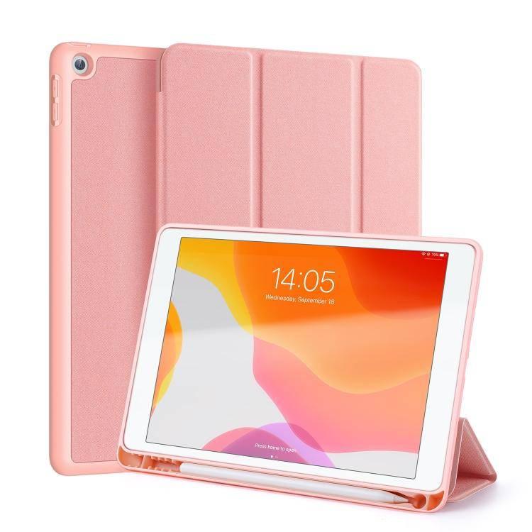 Apple iPad 10.2 DUX DUCIS Domo Series Horizontal Flip Magnetic PU Leather Case Cover with Three-folding Holder & Pen Slot & Sleep - Wake-up Function (Pink) - Gadget Station