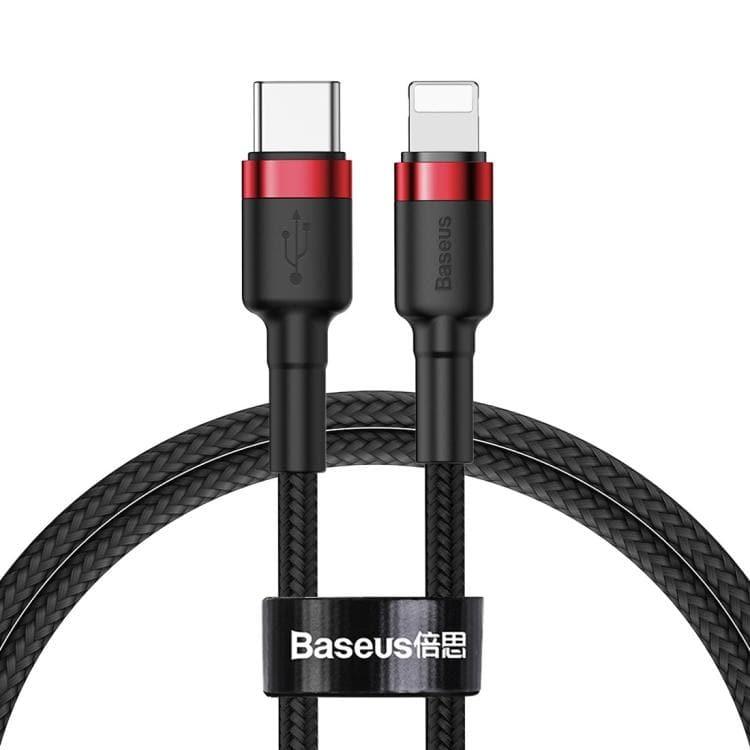 Baseus Cafule Series PD18W Type-C to 8 Pin Cable, Length: 1m (Red Black) - Gadget Station