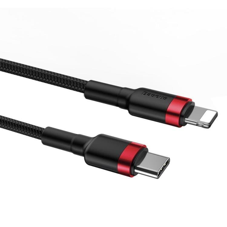 Baseus Cafule Series PD18W Type-C to 8 Pin Cable, Length: 1m (Red Black) - Gadget Station