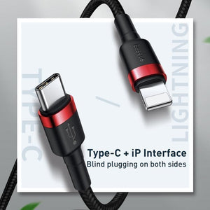 Baseus Cafule Series PD18W Type-C to 8 Pin Cable, Length: 1m (Red Black) - Gadget Station