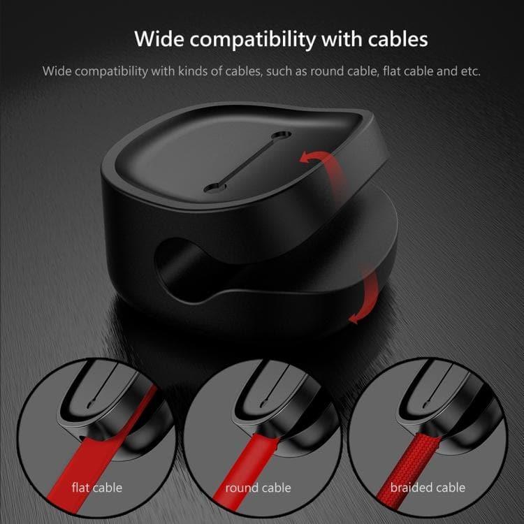Baseus USB Cable Clip Desk Tidy Organiser Wire Lead Holder with Adhesive Backed (Blue) - Gadget Station