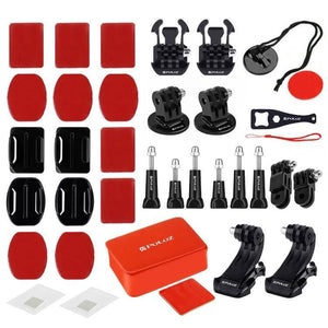 53 in 1 Accessories Total Ultimate Combo Kits with EVA Case (Chest Strap + Suction Cup Mount + 3-Way Pivot Arms + J-Hook Buckle + Wrist Strap + Helmet Strap + Extendable Monopod + Surface Mounts + Tripod Adapters + Storage Bag + Handlebar Mount) for GoPro - Gadget Station