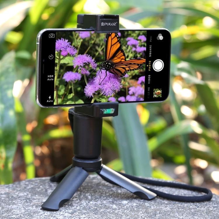 PULUZ Folding Plastic Tripod + Vlogging Live Broadcast Handheld Grip ABS Mount with Cold Shoe & Wrist Strap for iPhone, Galaxy, Huawei, Xiaomi, Sony, HTC, Google and other Smartphones - Gadget Station