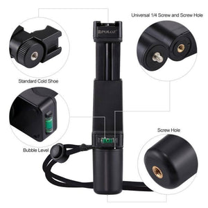 PULUZ Folding Plastic Tripod + Vlogging Live Broadcast Handheld Grip ABS Mount with Cold Shoe & Wrist Strap for iPhone, Galaxy, Huawei, Xiaomi, Sony, HTC, Google and other Smartphones - Gadget Station
