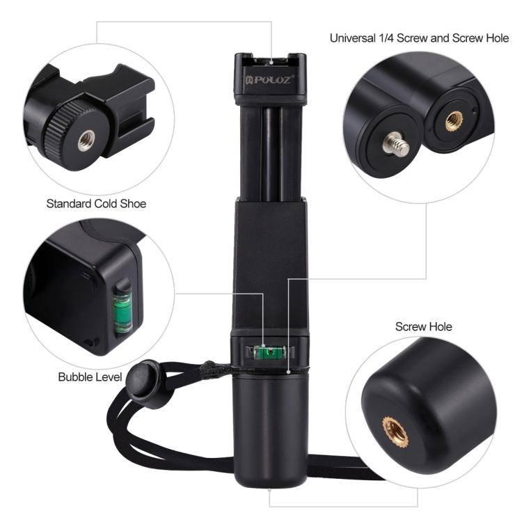 PULUZ Folding Plastic Tripod + Vlogging Live Broadcast Handheld Grip ABS Mount with Cold Shoe & Wrist Strap for iPhone, Galaxy, Huawei, Xiaomi, Sony, HTC, Google and other Smartphones - Gadget Station