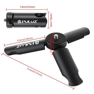 PULUZ Folding Plastic Tripod + Vlogging Live Broadcast Handheld Grip ABS Mount with Cold Shoe & Wrist Strap for iPhone, Galaxy, Huawei, Xiaomi, Sony, HTC, Google and other Smartphones - Gadget Station