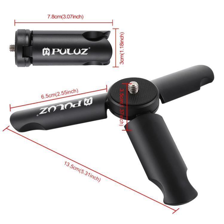 PULUZ Folding Plastic Tripod + Vlogging Live Broadcast Handheld Grip ABS Mount with Cold Shoe & Wrist Strap for iPhone, Galaxy, Huawei, Xiaomi, Sony, HTC, Google and other Smartphones - Gadget Station