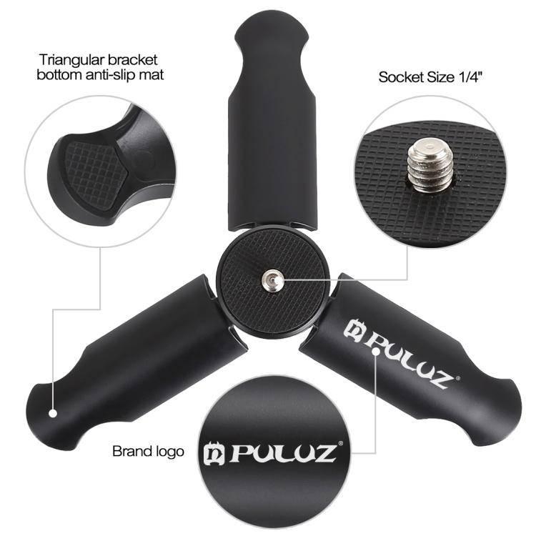 PULUZ Folding Plastic Tripod + Vlogging Live Broadcast Handheld Grip ABS Mount with Cold Shoe & Wrist Strap for iPhone, Galaxy, Huawei, Xiaomi, Sony, HTC, Google and other Smartphones - Gadget Station