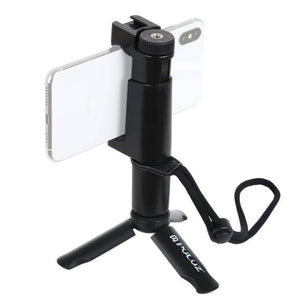 PULUZ Folding Plastic Tripod + Vlogging Live Broadcast Handheld Grip ABS Mount with Cold Shoe & Wrist Strap for iPhone, Galaxy, Huawei, Xiaomi, Sony, HTC, Google and other Smartphones - Gadget Station