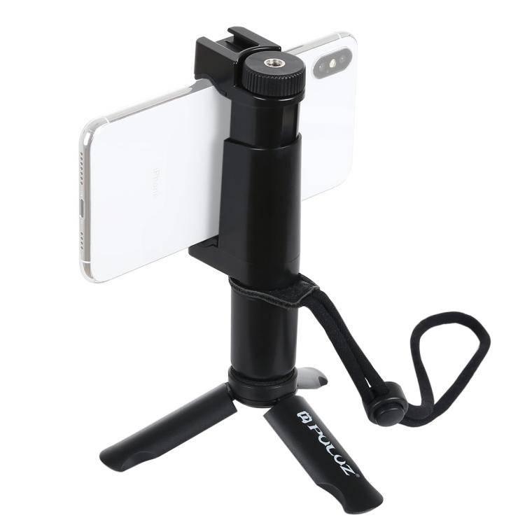 PULUZ Folding Plastic Tripod + Vlogging Live Broadcast Handheld Grip ABS Mount with Cold Shoe & Wrist Strap for iPhone, Galaxy, Huawei, Xiaomi, Sony, HTC, Google and other Smartphones - Gadget Station