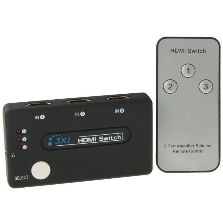 Mini 3x1 HD 1080P HDMI V1.3 Selector Splitter Hub with Remote Control for HDTV - STB- DVD - Projector - DVR - Gadget Station