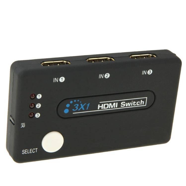 Mini 3x1 HD 1080P HDMI V1.3 Selector Splitter Hub with Remote Control for HDTV - STB- DVD - Projector - DVR - Gadget Station