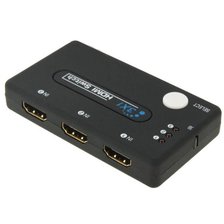 Mini 3x1 HD 1080P HDMI V1.3 Selector Splitter Hub with Remote Control for HDTV - STB- DVD - Projector - DVR - Gadget Station