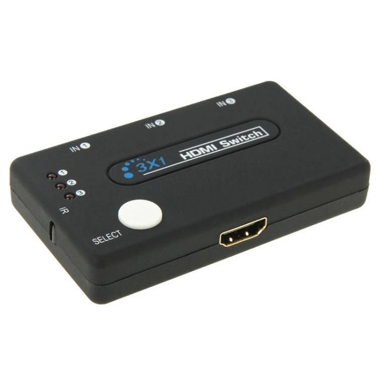 Mini 3x1 HD 1080P HDMI V1.3 Selector Splitter Hub with Remote Control for HDTV - STB- DVD - Projector - DVR - Gadget Station