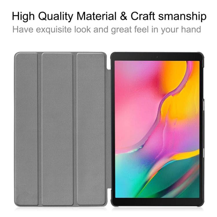 Custer Texture Horizontal Flip PU Leather Case Samsung Galaxy Tab A 10.1 2019 (T515 - T510) with Three-folding Holder & Sleep - Wake-up Function (Black) - Gadget Station