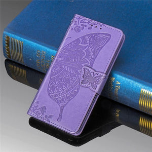 Butterfly Love Flowers Embossing Horizontal Flip Leather Case Cover for Apple iPhone 11 Pro with Holder & Card Slots & Wallet & Lanyard (Light purple) - Gadget Station